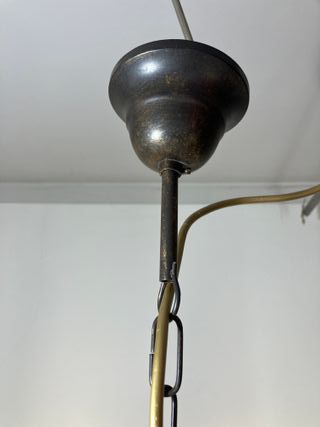 Lampadario metallo marrone.oro/vetri trasparenti
