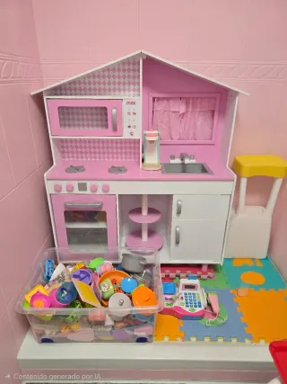 Cocina de juguete de madera con muchos accesorios