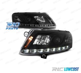 FAROS AUDI A6 4F C6 04-08 TRU DRL LUZ DIURNA LED FONDO NEGRO