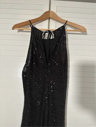 Vestido largo lentejuelas negro