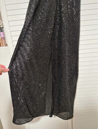 Vestido largo lentejuelas negro