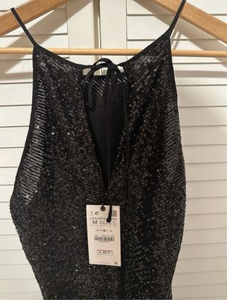 Vestido largo lentejuelas negro