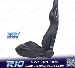 KIT ASIENTO DEPORTIVO SEMI BAQUET ESTILO RS CUERO NEGRO