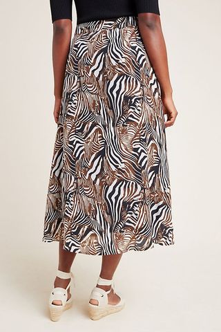 Falda midi marrón y negra Anthropologie XS £98