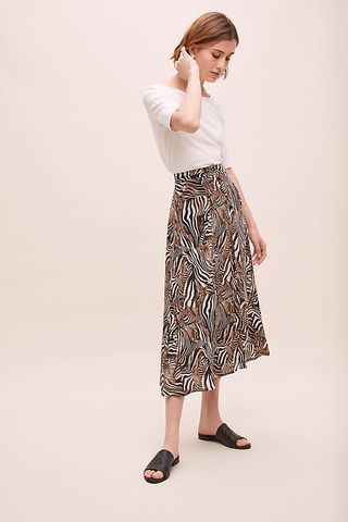 Falda midi marrón y negra Anthropologie XS £98