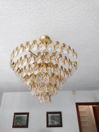 Lámpara de techo de cristal y metal