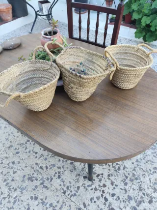 3 Cestas de anea artesanales