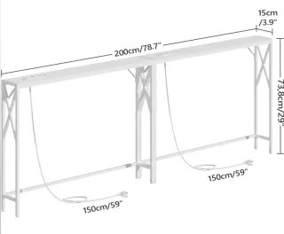 2 Mesas Auxiliares Blancas con Enchufes