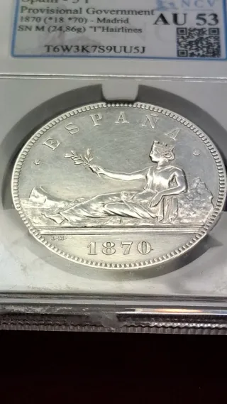 5 Pesetas Gobierno Provisional 1870