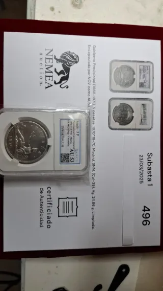 5 Pesetas Gobierno Provisional 1870