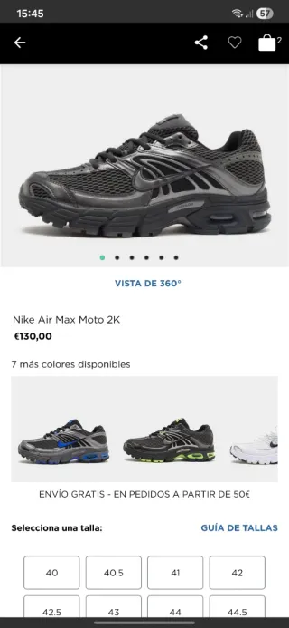 Nike Air Max Moto 2k Negras Talla 44