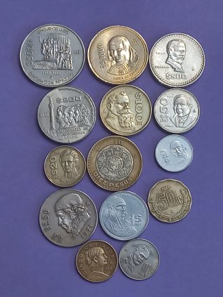 Lote de 14 monedas antiguas Mexico