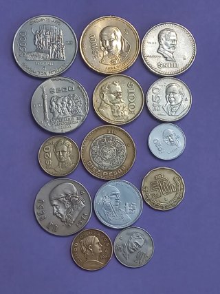 Lote de 14 monedas antiguas Mexico