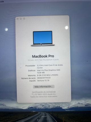 MacBook Pro 13” 2017 i5 8GB RAM Argento