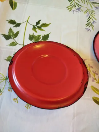 Cazuela vintage esmaltada roja 16cm