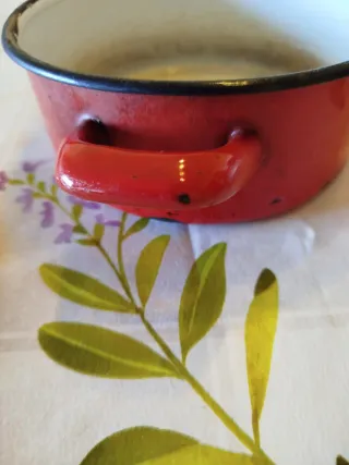 Cazuela vintage esmaltada roja 16cm