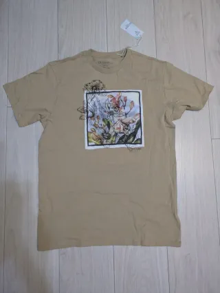 T-shirt Guess Beige con Stampa Floreale Nuova