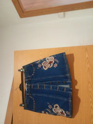 Gonna jeans ricamata blu lotto 2 gonne