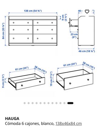 Cómoda 6 cajones madera