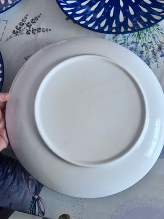 Lote 4 Platos Cerámica Azul y Blanco