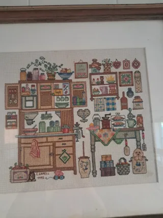 Cuadro Bordado Cocina Vintage