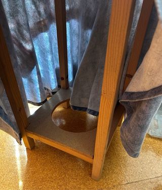 Mesa camilla tela beige y gris