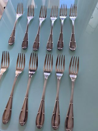 Cubertería Alpaca Plateada Años 40. Doce servicios