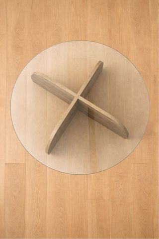 Mesa de centro cristal y madera