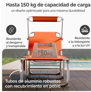 Tumbona Plegable Naranja CASARIA Playa Jardín.