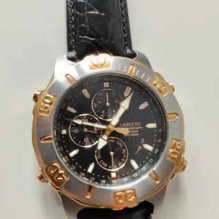 Reloj Negro, Acero y Oro GARUCHI Cronógrafo