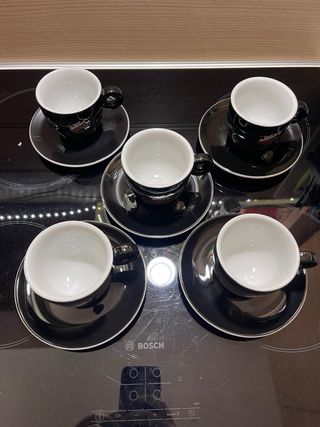 5 Tazze Caffè Vergnano Nere Lucide