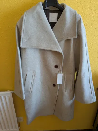 Abrigo Mango Lana Beige