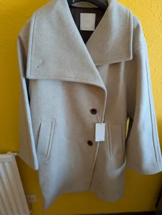 Abrigo Mango Lana Beige