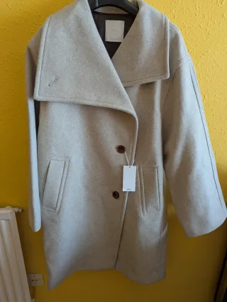 Abrigo Mango Lana Beige