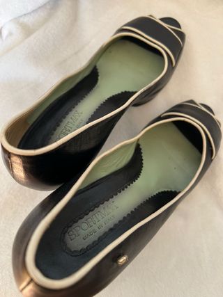 Sportmax tacones piel negro/crema talla 40
