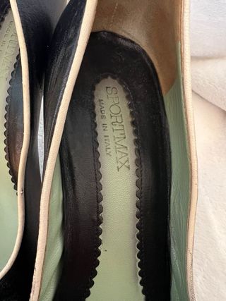 Sportmax tacones piel negro/crema talla 40