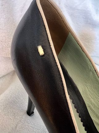 Sportmax tacones piel negro/crema talla 40