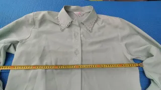 Blusa Vintage Verde Agua Bordado Suizo