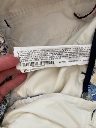 Pantaloni fantasia paisley blu e beige