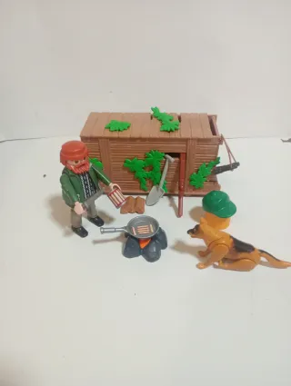 Playmobil cazador con Figura Perro y trampa