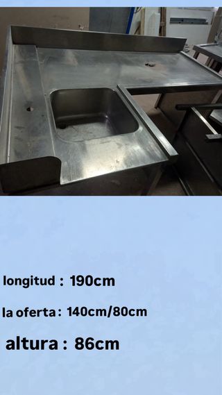 Mesa de acero inoxidable con fregadero
