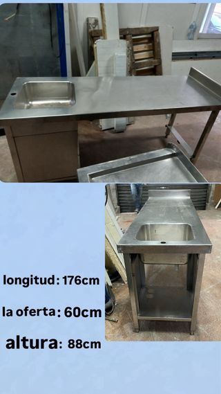 Mesa de acero inoxidable con fregadero