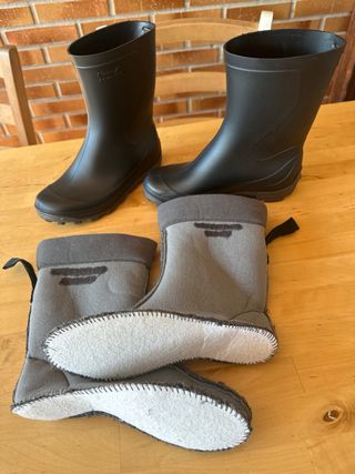 Botas de agua invierno negras y grises