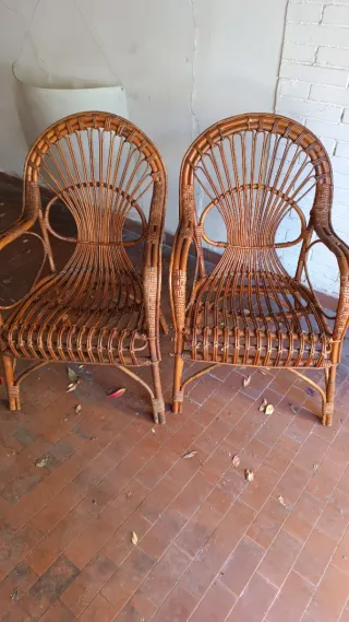 Coppia Poltrone Vintage Vimini Anni '70