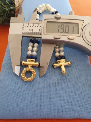 Pulsera Perlas y Lapislázuli Oro 18kl