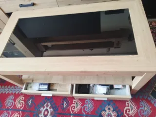 Mesa centro madera y cristal