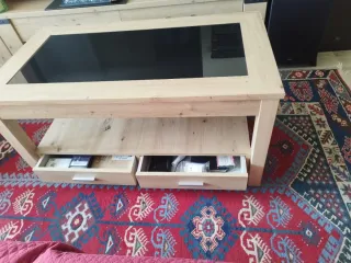 Mesa centro madera y cristal