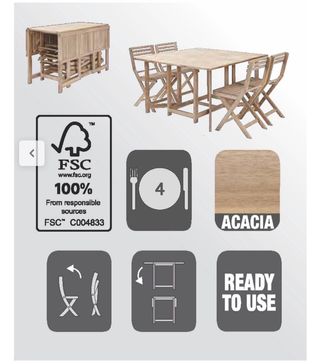 ¡OFERTA! Conjunto Mesa y Sillas Exterior Plegables