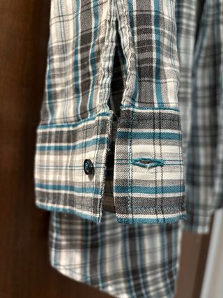 Camicia lunga a quadri grigio e bianco