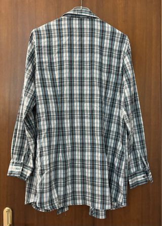 Camicia lunga a quadri grigio e bianco